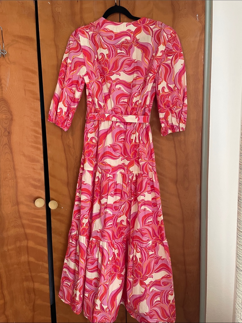 Finley Pink & Cream Swirl Maxi Dress with Tie Waist - Picture 5 of 5